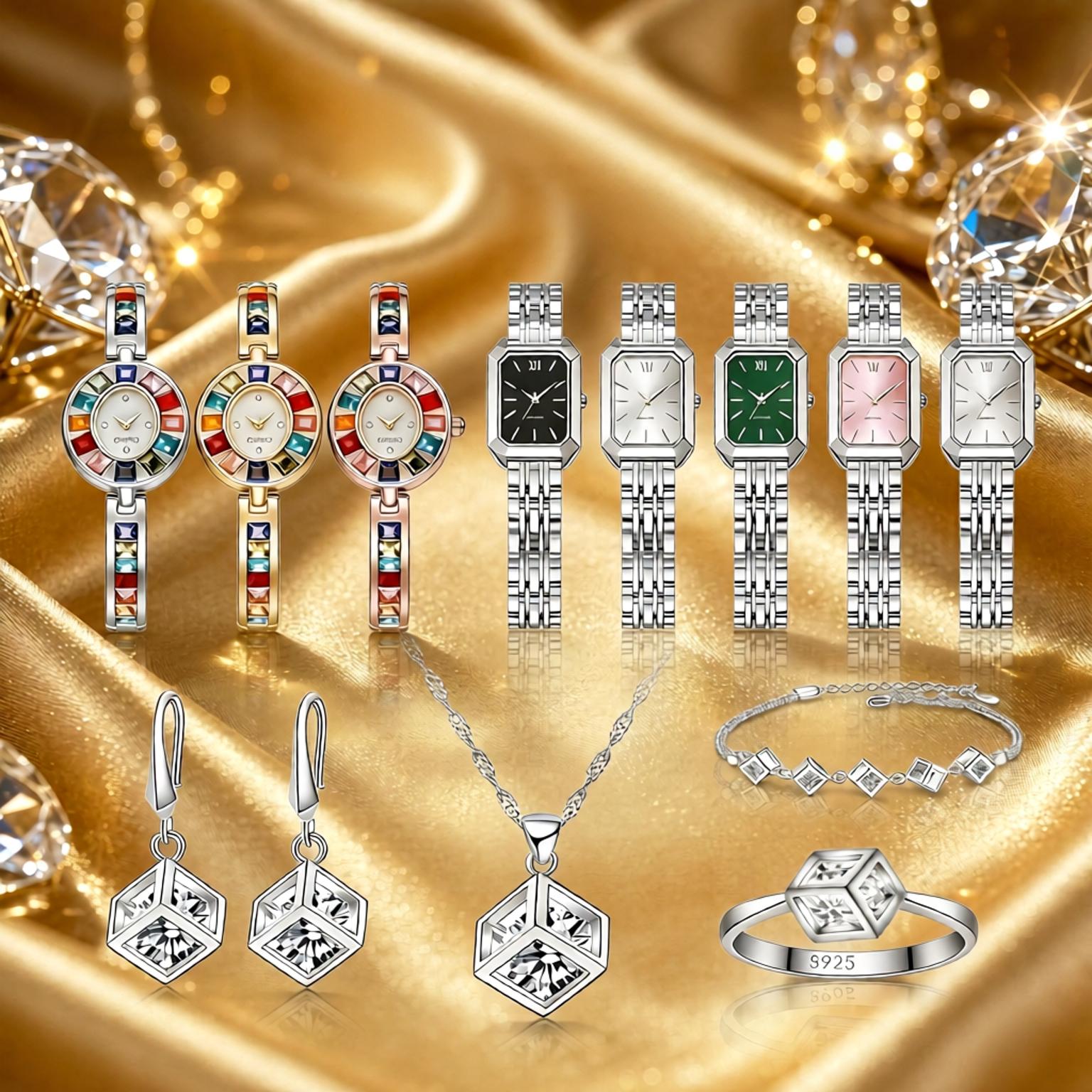 Best Jewelry Watches Women - Wykwintny zestaw biżuterii dla kobiet: naszyjnik,