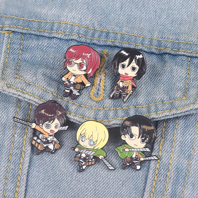 Levi Jewelry & Watches Inc - Chibi Emalia Szpilki Niestandardowe Eren Mikasa