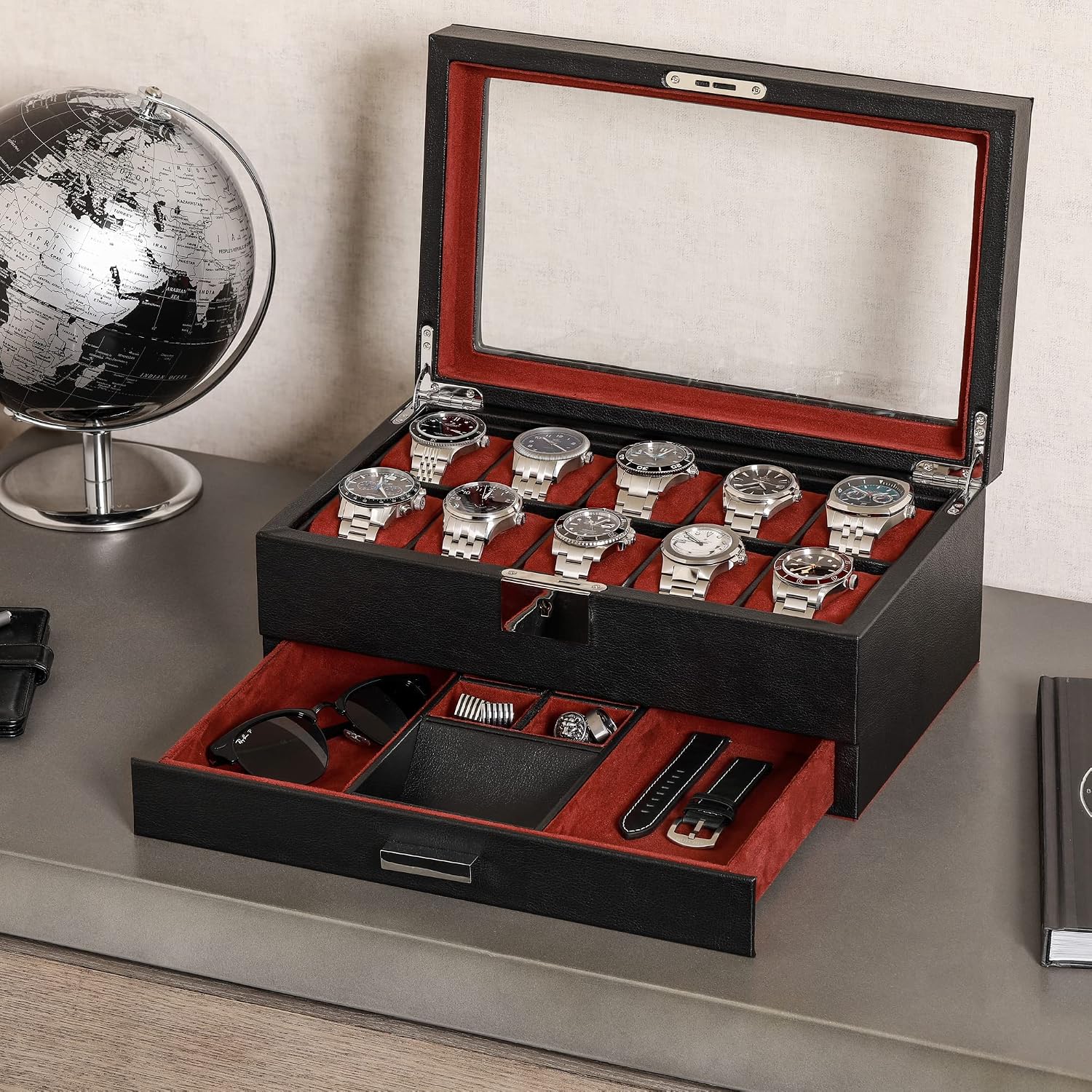 Pudełko na 10 zegarków ze skór – Jewelry Watches Luxury recenzja i cena